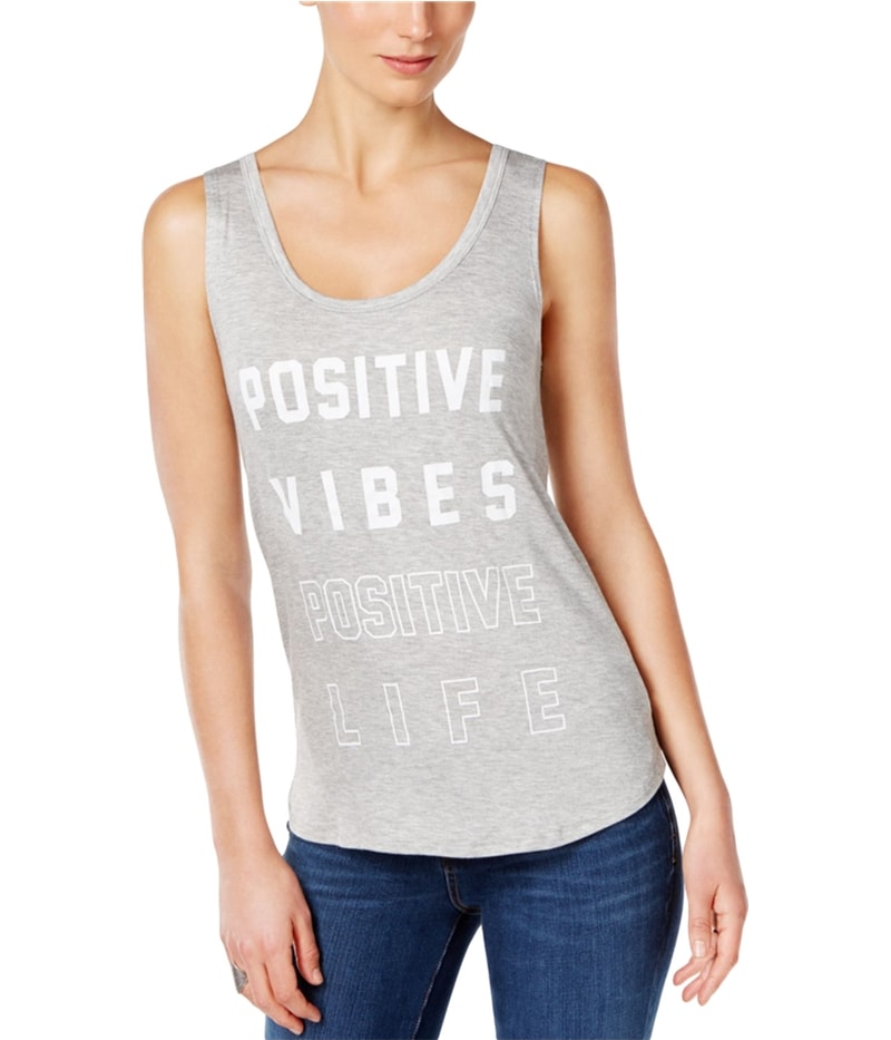 Retro Brand Womens Positive Vibes Tank Top in Gray
