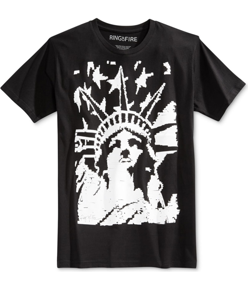 Ring Of Fire Mens American Liberty Graphic T-Shirt in Black