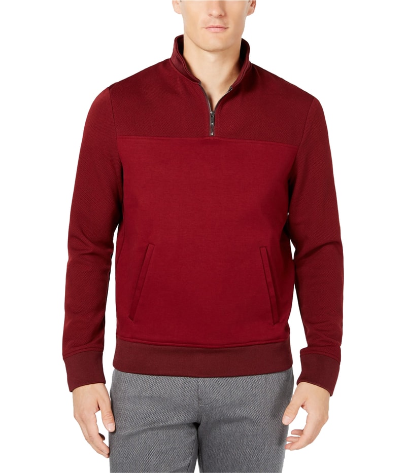 Ryan Seacrest Mens Quarter Zip Pullover Sweater in Red
