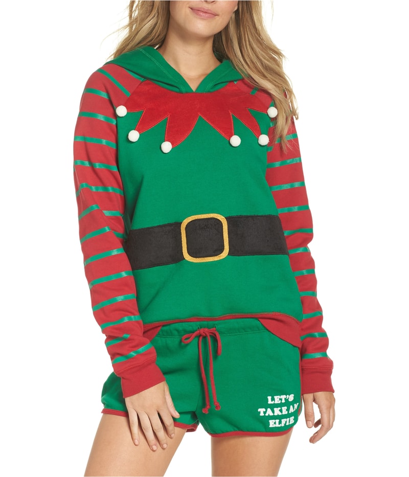 Cozy Zoe Womens Let’s Take An Elfie Pajama Set in Green
