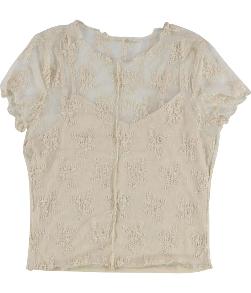 Ultra Flirt Womens Mesh Over Embellished T-Shirt