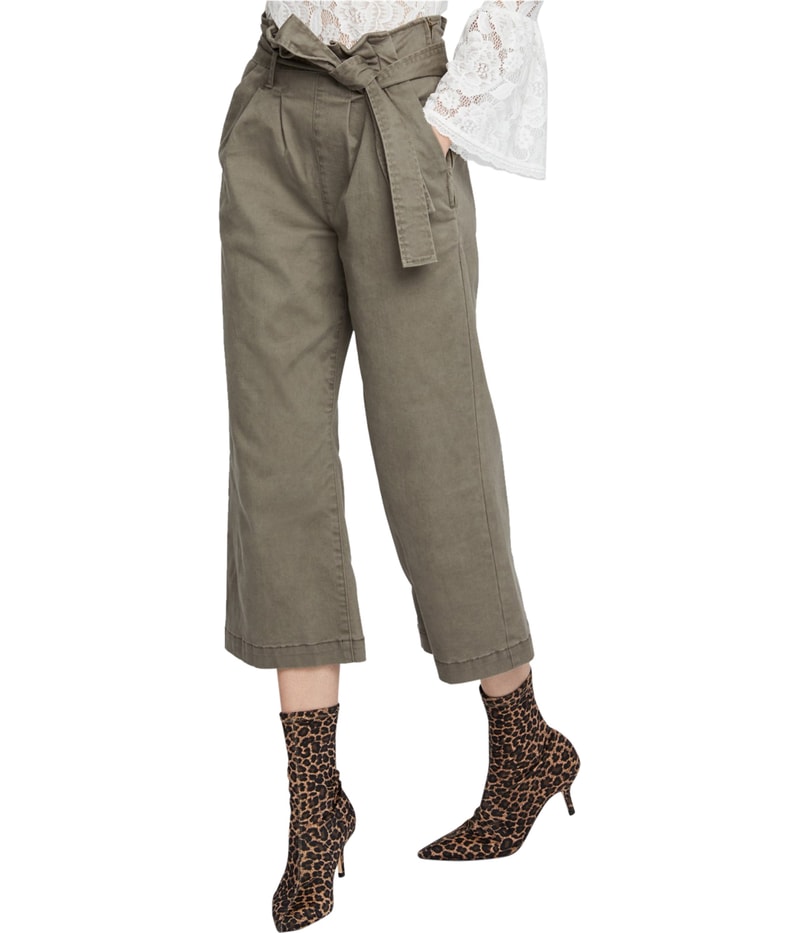 Rachel Roy Womens Paperbag Wide Leg Casual Pants in Green