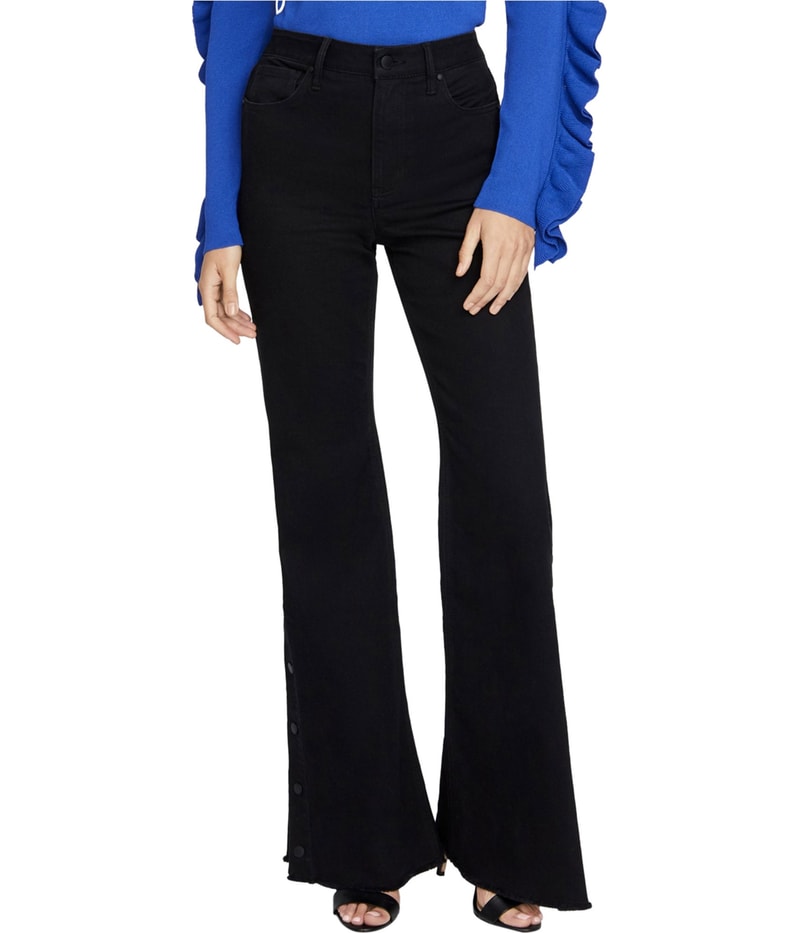 Rachel Roy Womens Snap Wide Leg Regular Jeans in Black
