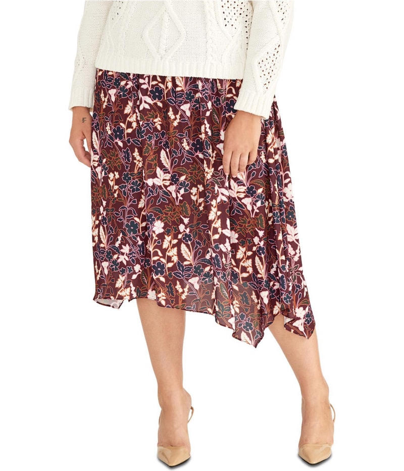 Rachel Roy Womens Floral Print A-line Skirt