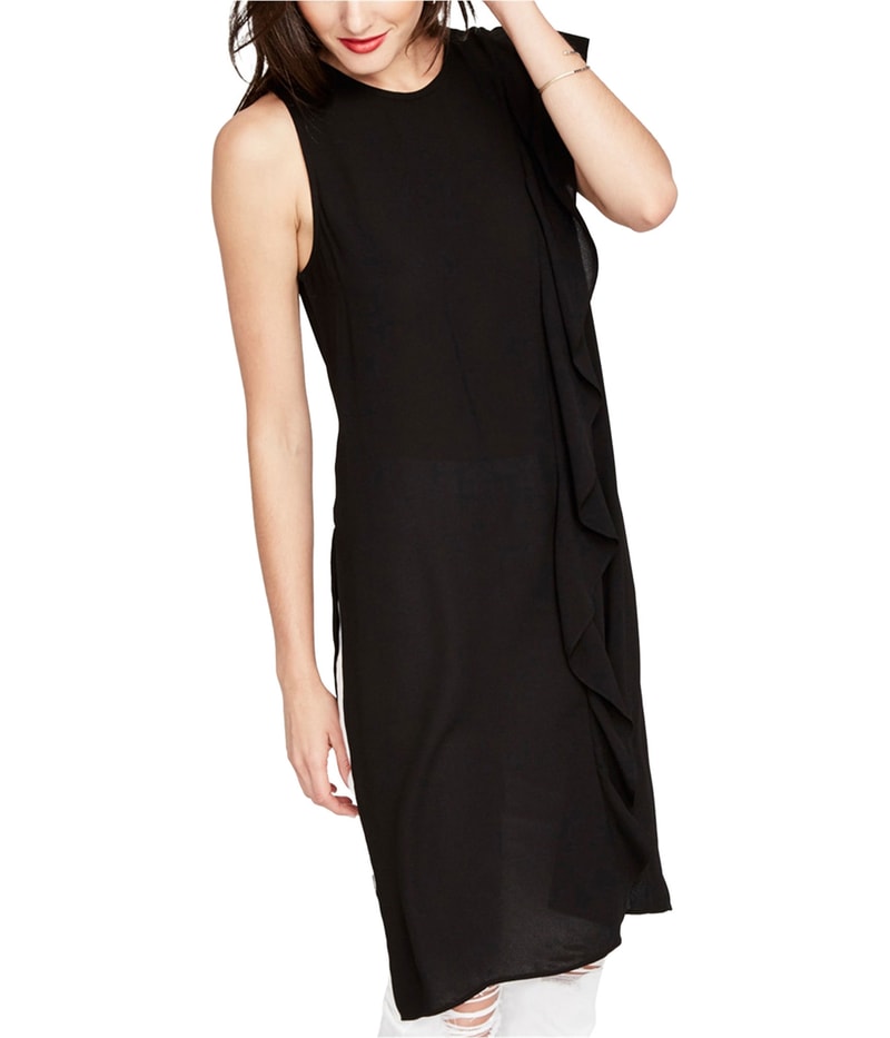 Rachel Roy Womens Ruffle-Trimmed Tunic Dress in Black