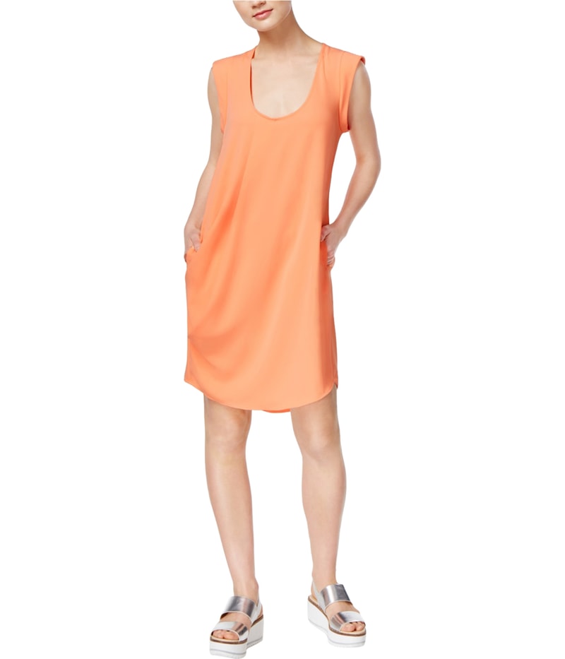 Rachel Roy Womens Pleated Tunic Dress in Orange