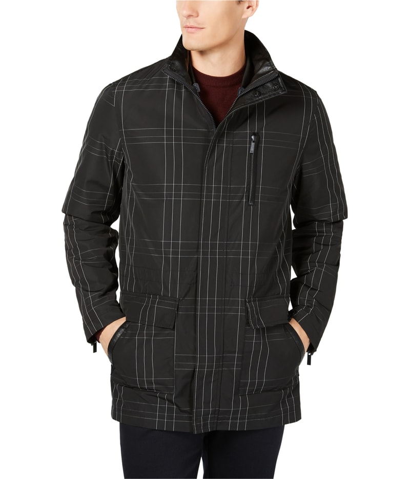 Ryan Seacrest Mens 3-in-1 Plaid Jacket in Black