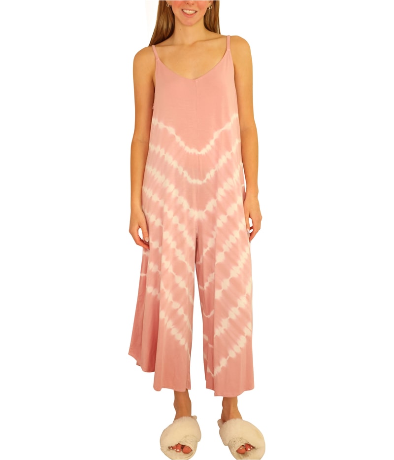 P.J. Salvage Womens Tie Dye Romper Jumpsuit in Pink
