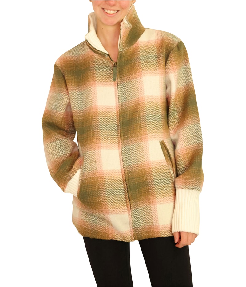 P.J. Salvage Womens Full Zip Plaid Jacket