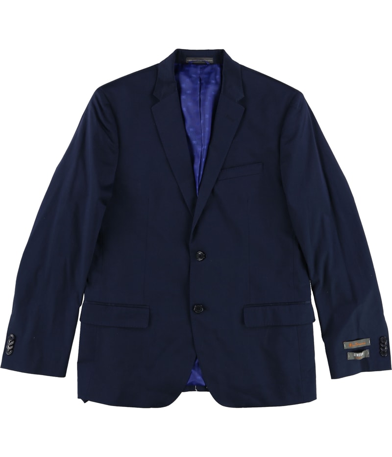 Ben Sherman Mens Stretch Comfort Two Button Blazer Jacket in Navy
