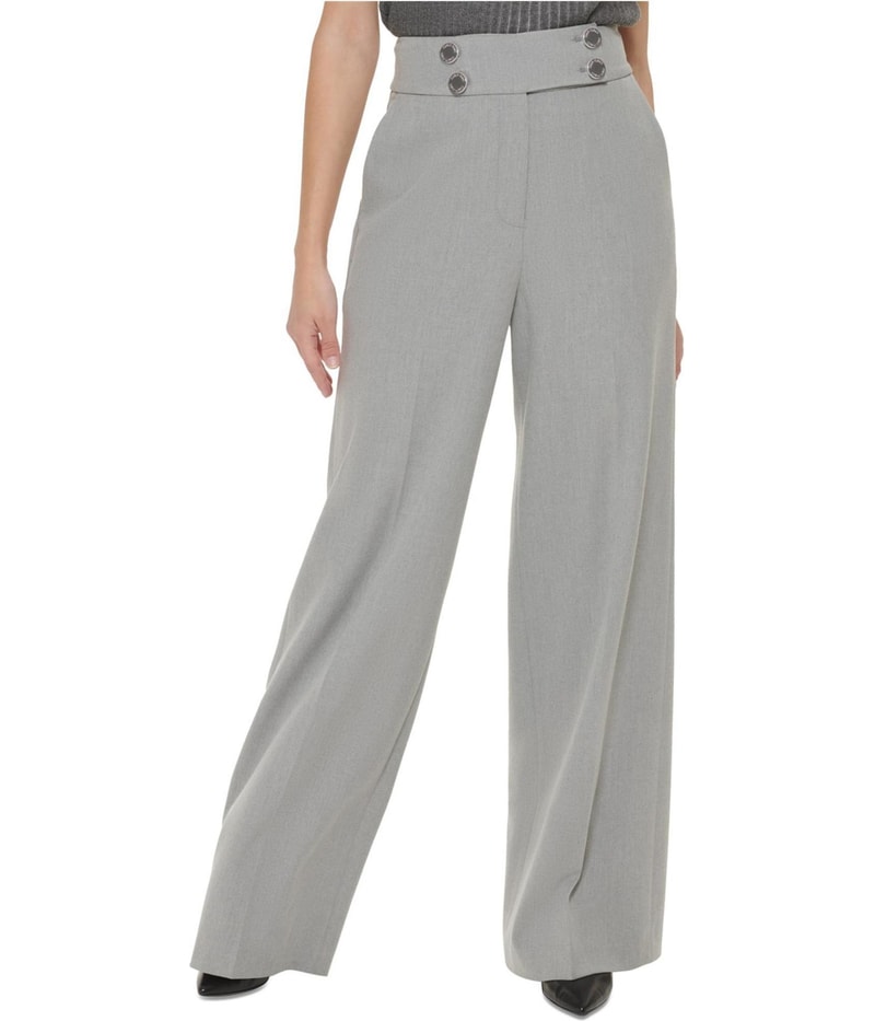 Calvin Klein Womens Fit Wide Leg Dress Pants in Gray