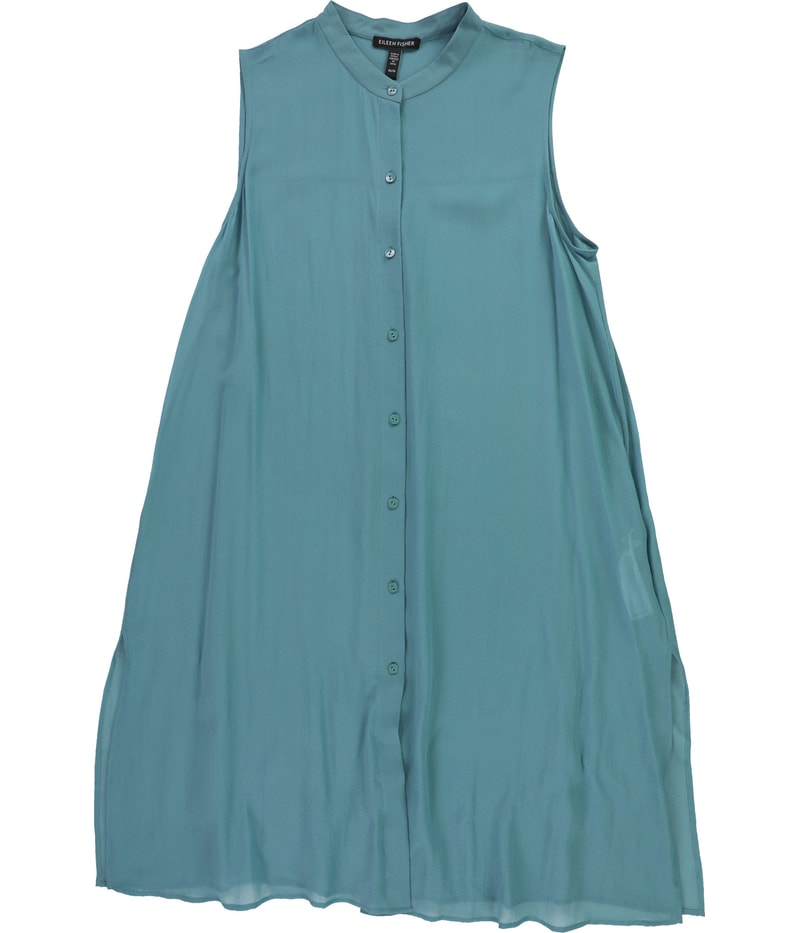 Eileen Fisher Womens Silk Tunic Blouse in Bright Blue