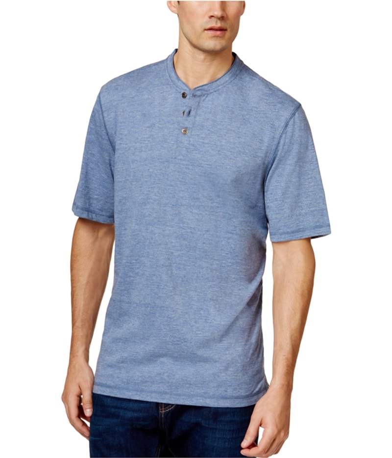 Weatherproof Mens Melange Jersey Henley Shirt in Blue