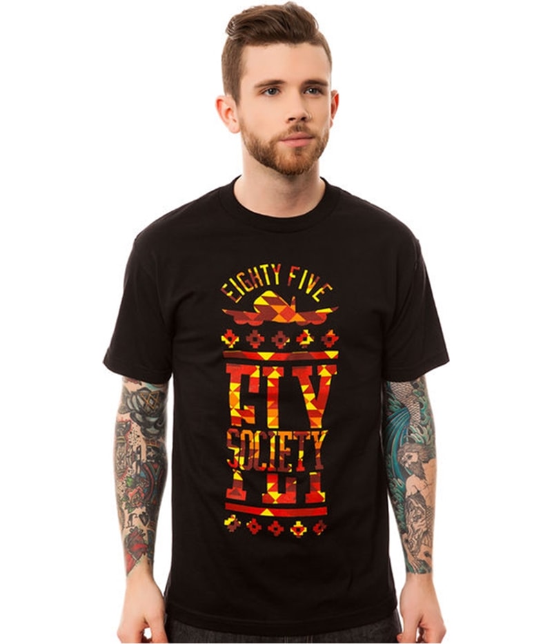 Fly Society Mens The Aztec Stack Graphic T-Shirt