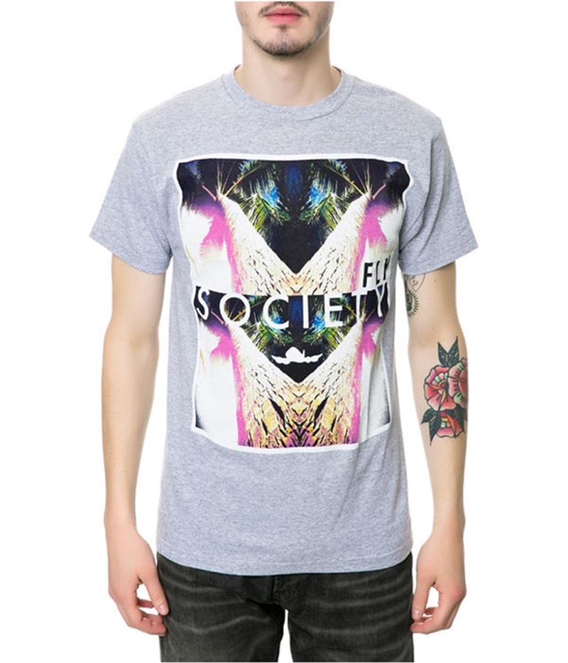 Fly Society Mens The Double Vision Graphic T-Shirt in Heather Gray