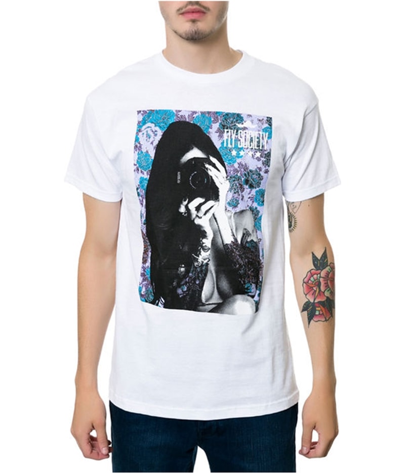 Fly Society Mens The Say Cheese Graphic T-Shirt in White