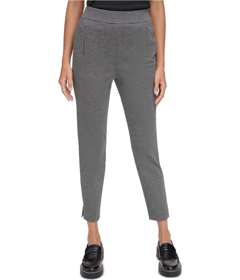 Calvin Klein Womens Split Hem Straight Leg Casual Pants in White and Black