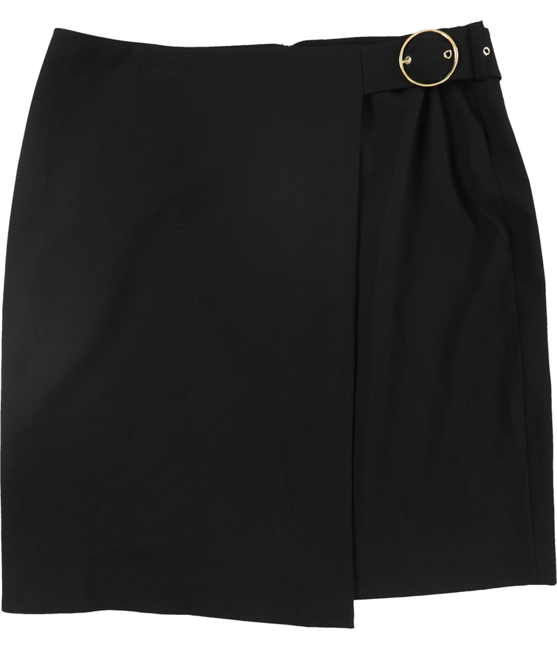 Calvin Klein Womens Faux Belt Front A-line Skirt in Black
