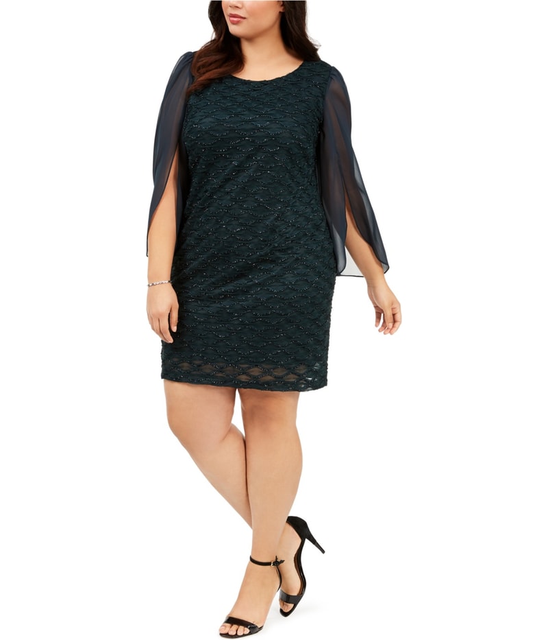 Connected Apparel Womens Textured Cocktail Dress in Dark Green