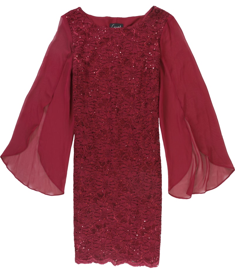Connected Apparel Womens Sequin Cocktail Dress in Burgundy