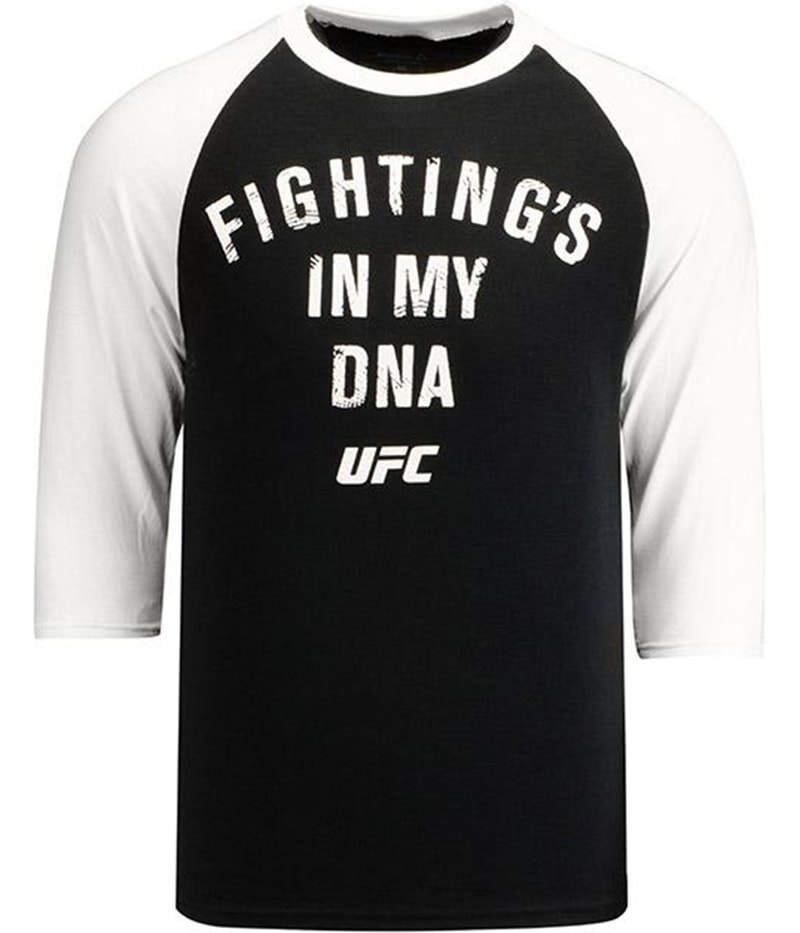 Reebok Mens Fighting’s In My DNA Graphic T-Shirt in Black and White
