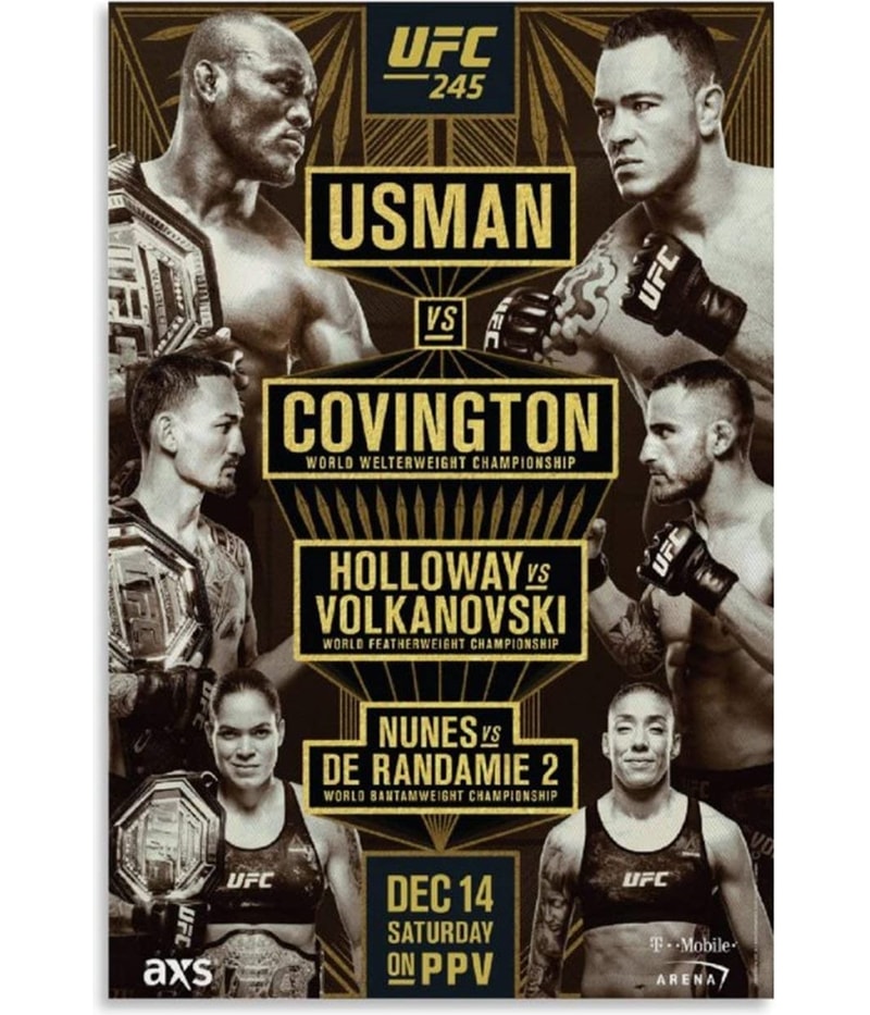 UFC Unisex 245 Dec 14th Saturday Official Poster in Black