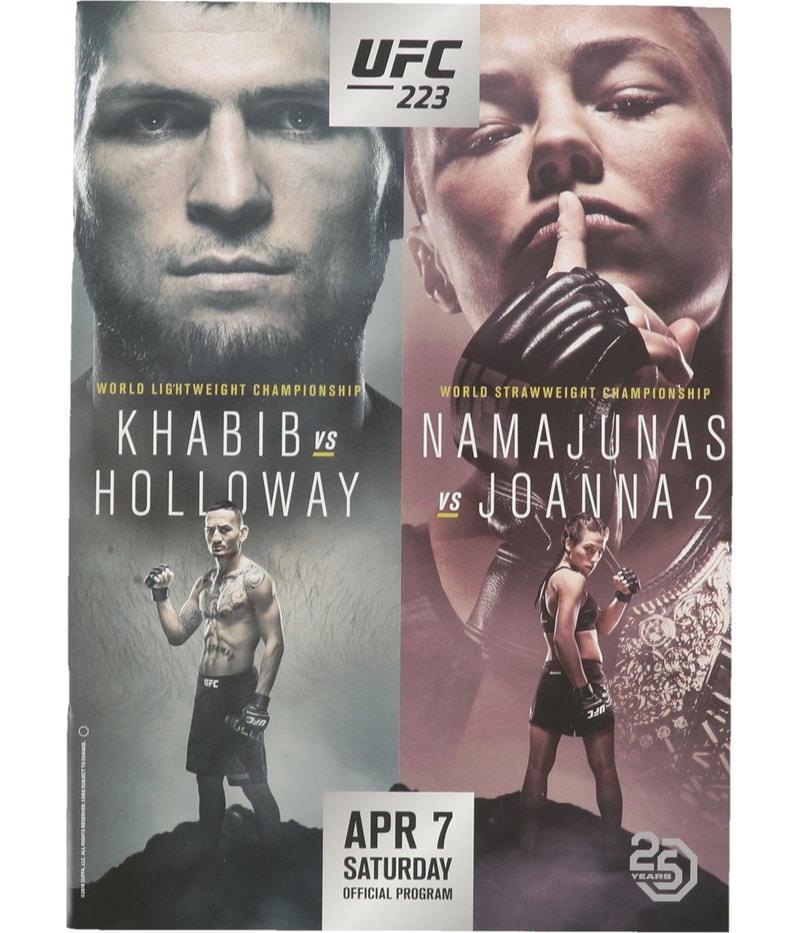 UFC Unisex 223 Khabib vs Holloway Official Program in Pink and Green