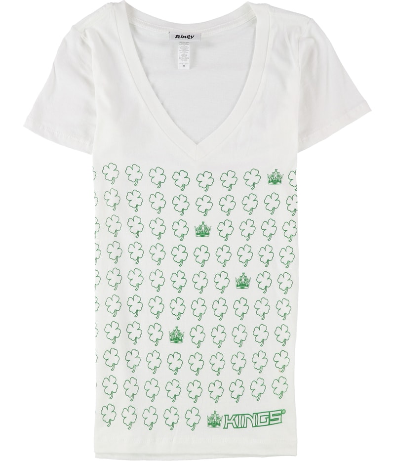 Rinky Womens LA Kings Shamrock Graphic T-Shirt in White