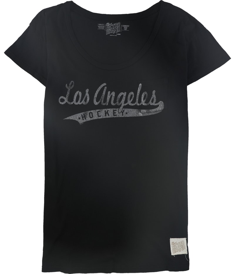 Retro Brand Womens Los Angles Hockey Graphic T-Shirt in Black