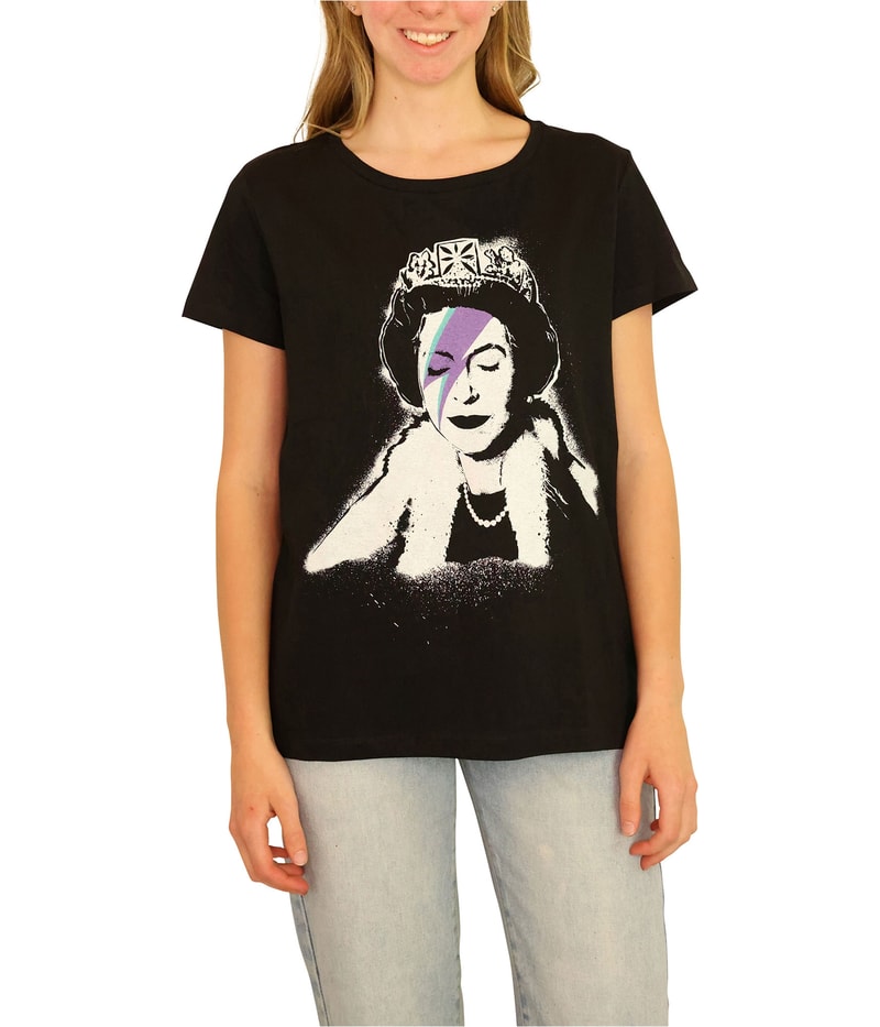 Elevenparis Womens Queen Elizabeth Graphic T-Shirt in Black
