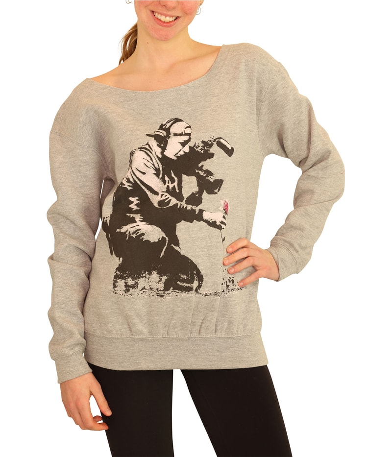 Elevenparis Womens Man Holding Flower Sweatshirt in Gray