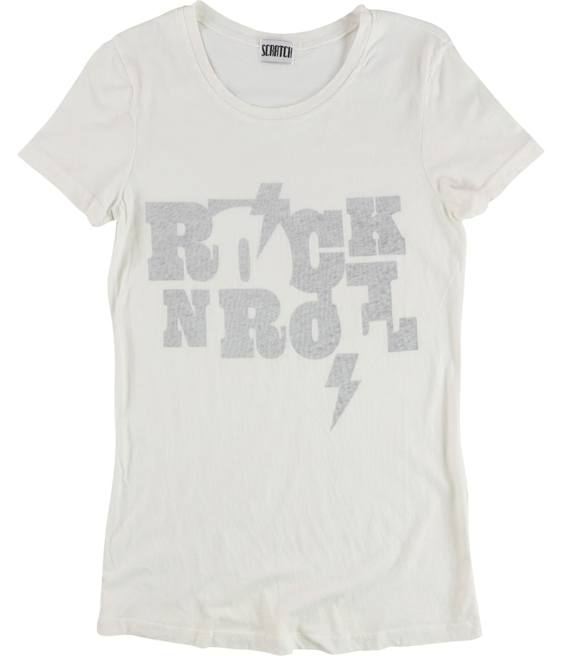 Scratch Womens Rock N Roll Graphic T-Shirt in Ivory