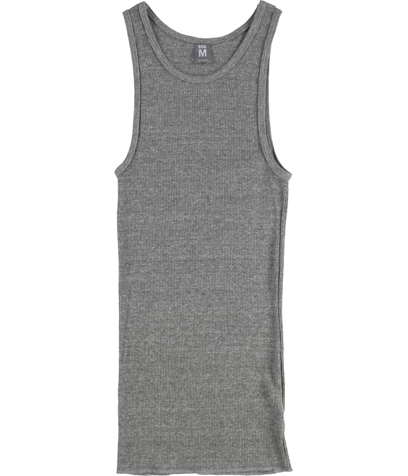 BDG Womens Heathered Ribbed Tank Top in Heather Gray