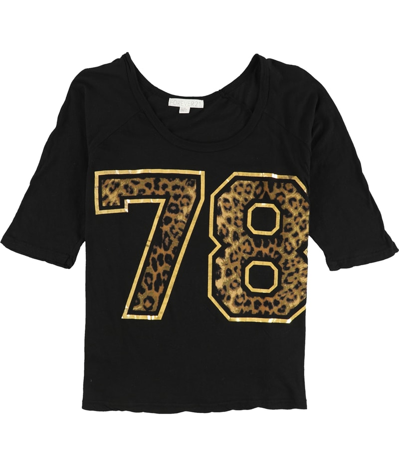 Forever 21 Womens 78 Graphic T-Shirt in Black