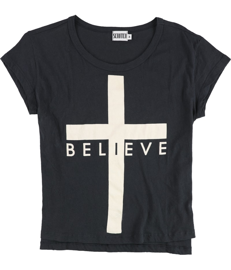 Scratch Womens Believe Graphic T-Shirt in Black