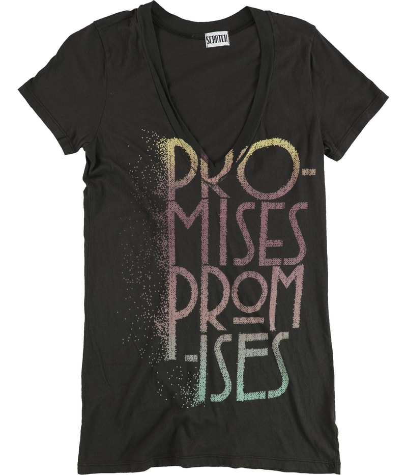 Scratch Womens Promises Promises Graphic T-Shirt in Charcoal