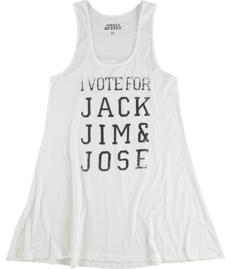 Gorilla Buffet Womens I Vote For Jack Jim & Jose Racerback Tank Top