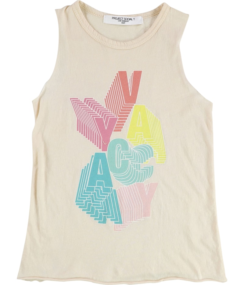 Project Social T Girls Vaycay Graphic Tank Top in Peach