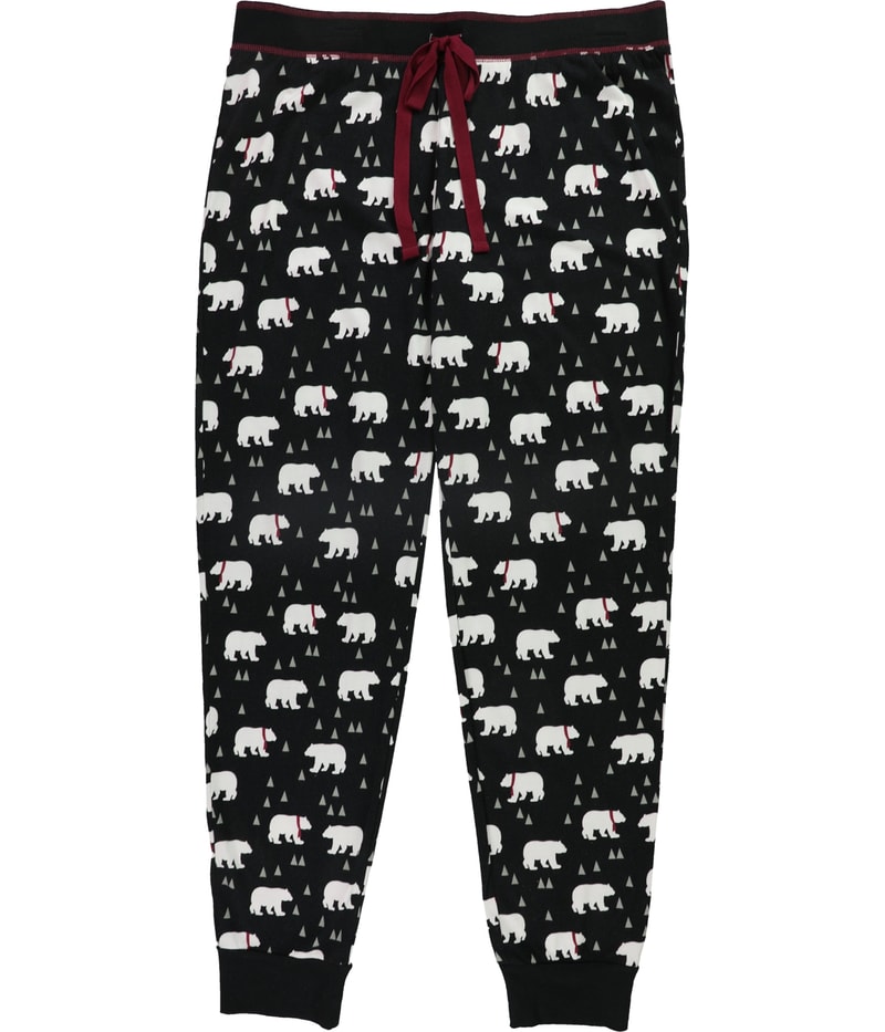 P.J. Salvage Womens Polar Bears & Trees Pajama Jogger Pants in Black
