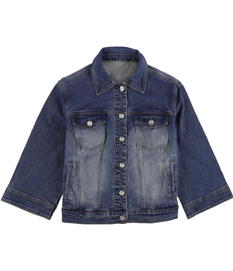 Tags Weekly Womens Two Tone Jean Jacket in Blue