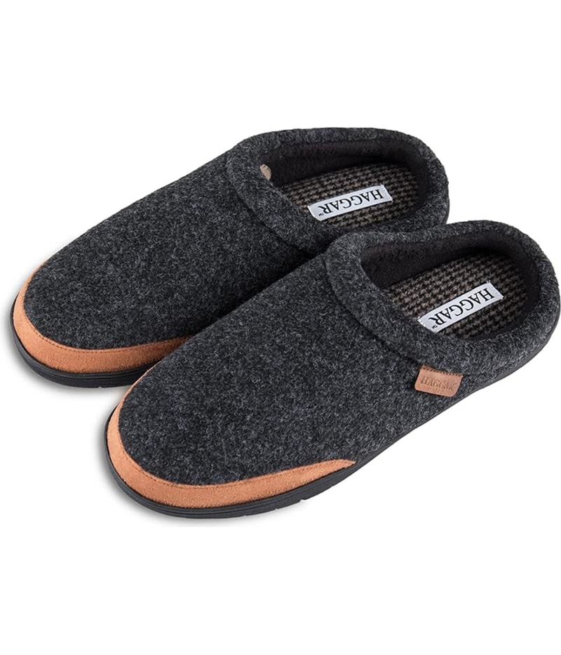 Haggar Mens Microsuede Trim Bumper Clogs Comfort Slippers in Gray