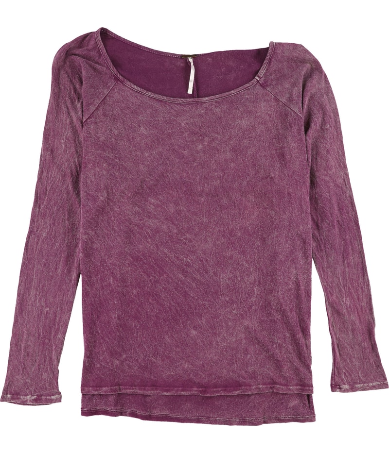 Free People Womens Acid Wash Tunic Blouse in Purple