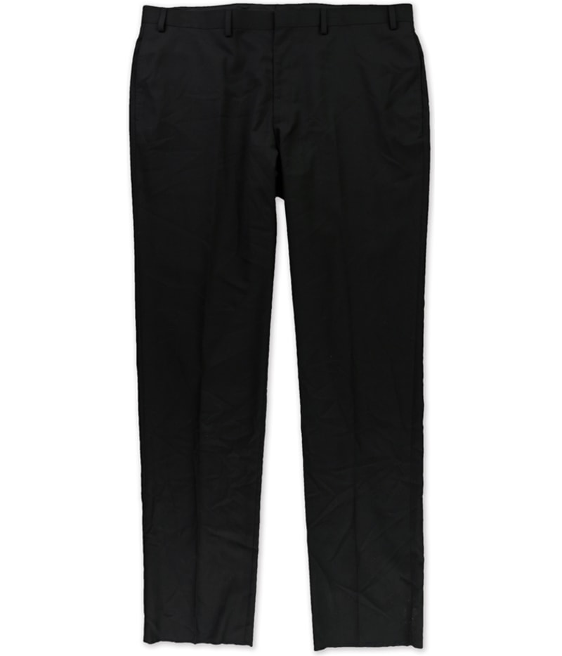 Marc New York Mens Solid Flat Front Straight Leg Dress Pant Slacks in Black