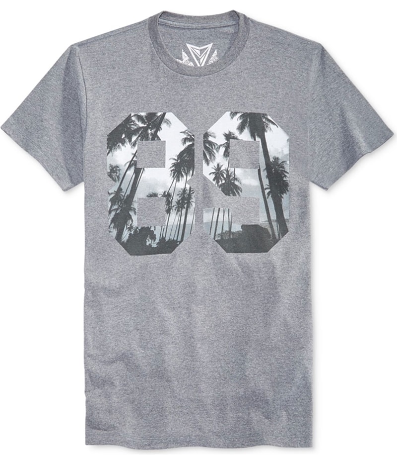 Univibe Mens 89 Tropical Graphic T-Shirt in Gray