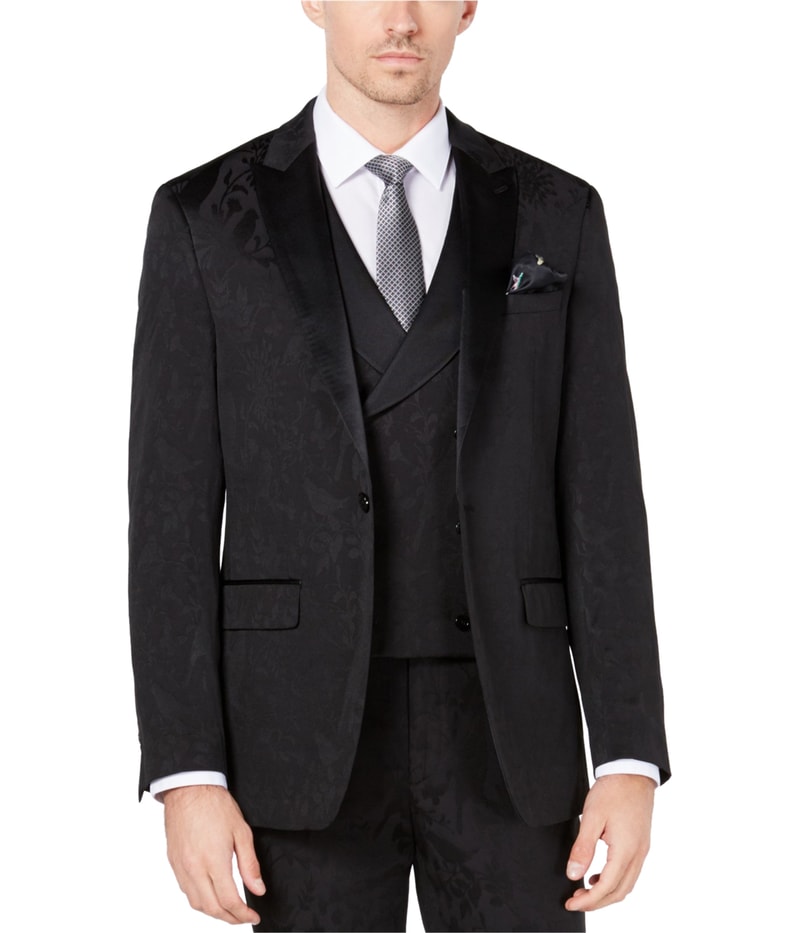 Tallia Mens Black Bird One Button Blazer Jacket