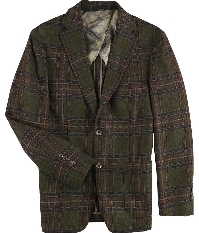 Tallia Mens Slim Fit Wool Blend Two Button Blazer Jacket in Brown and Green