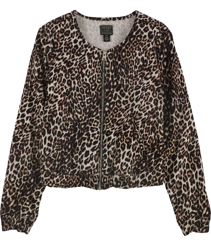 GUESS Womens Collarless Bomber Jacket in Brown