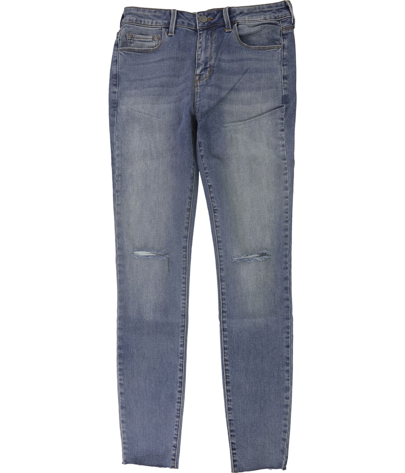 DSTLD Womens Distressed Tapered Skinny Jeans in Blue