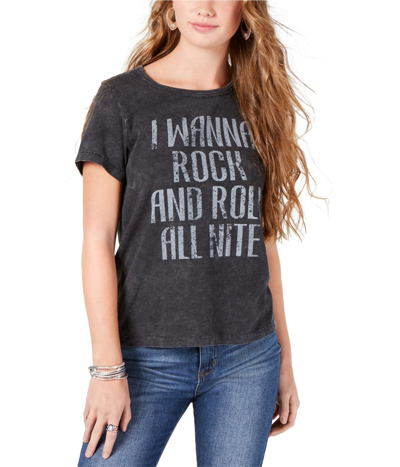 True Vintage Womens Rock Graphic T-Shirt in Dark Gray
