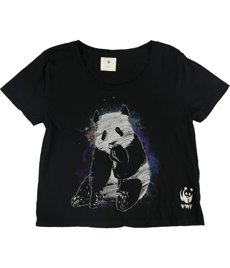 Forever 21 Womens Panda Graphic T-Shirt in Black